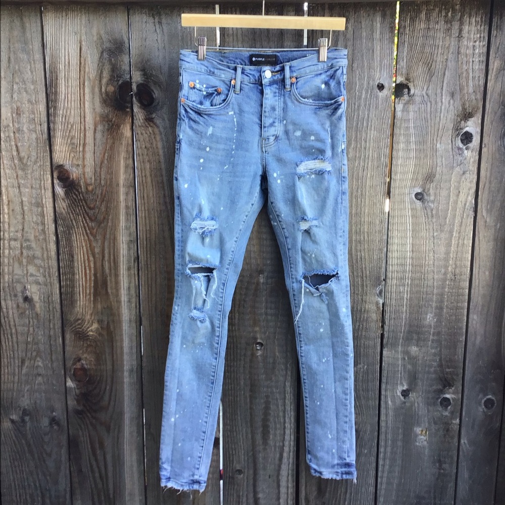 Men's Skinny Jeans in Distressed Blue